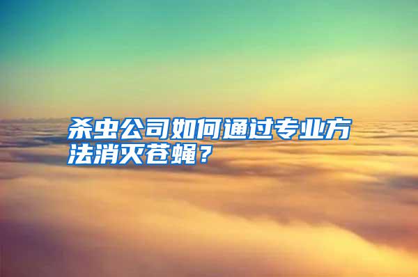 殺蟲公司如何通過專業方法消滅蒼蠅?
