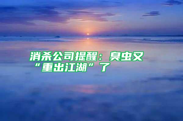 消殺公司提醒:臭蟲又“重出江湖”了