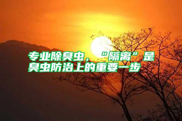 專業除臭蟲，“隔離”是臭蟲防治上的重要一步